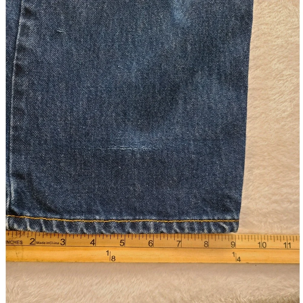 Levis 505 Regular Straight Leg Jeans Men's 40x32 Blue Indigo Denim Distressed